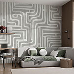 Papier peint Labyrinthe gris et blanc