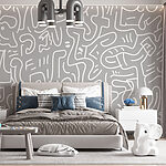 Papier peint Motif gris et blanc