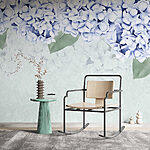 Papier peint Groupe de fleurs blanches avec des feuilles vertes