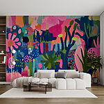 Papier peint Peinture colorée de plantes et de fleurs