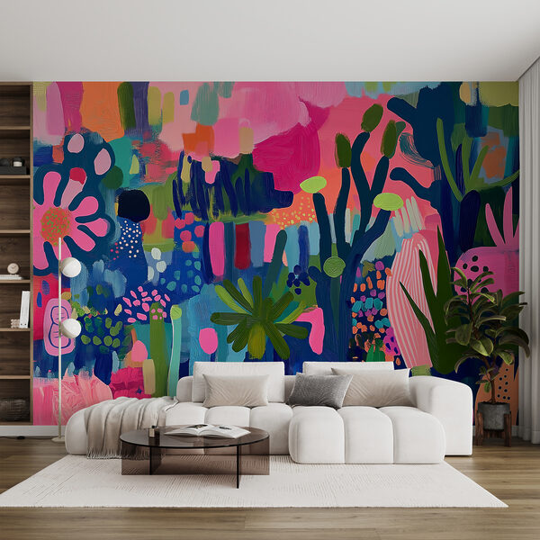 Peinture colorée de plantes et de fleurs Papier peint Peinture colorée de plantes et de fleurs