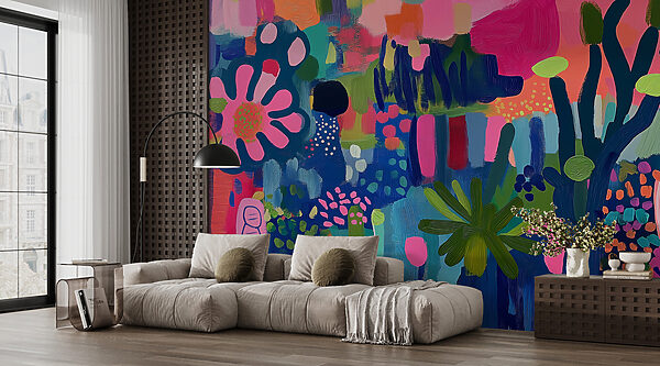 Poster Géant Plantes Vertes Réactif UV Lumière Noire - Tapisserie Murale 60x90 Cm