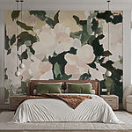 Papier peint Peinture de fleurs et de feuilles