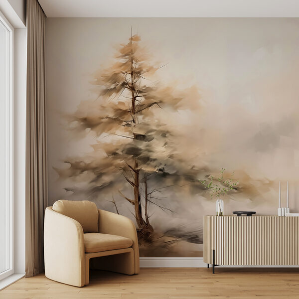 Arbre dans le brouillard Papier peint Arbre dans le brouillard