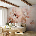 Papier peint Peinture de feuilles sur une surface blanche