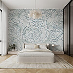 Papier peint Motif de roses sur fond blanc