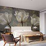 Papier peint Peinture de tulipes blanches