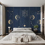 Papier peint Groupe d'images du soleil et de la lune
