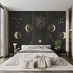 Papier peint Groupe de bannières avec lune et étoiles