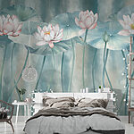 Papier peint Groupe de fleurs et de feuilles