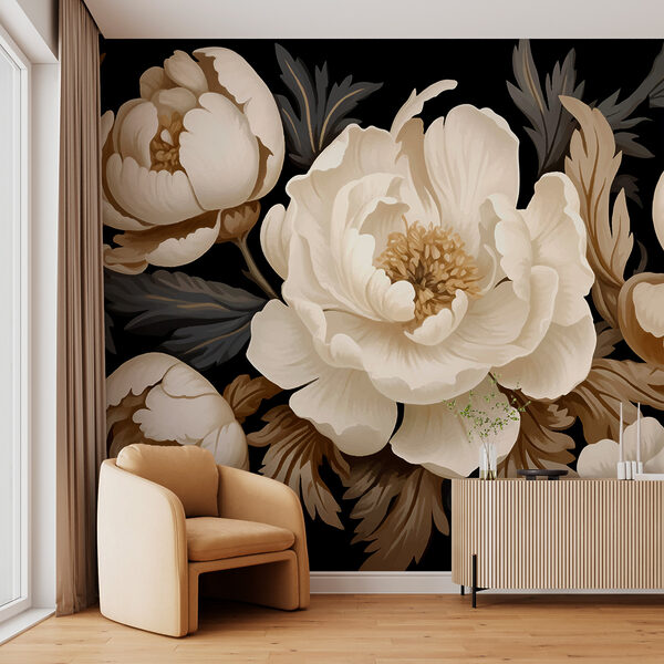 Des fleurs élégantes dans un art intemporel Papier peint Des fleurs élégantes dans un art intemporel