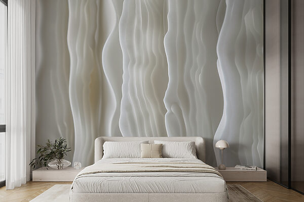 Vagues blanches ondulantes, douces et abstraites Papier peint Vagues blanches ondulantes, douces et abstraites