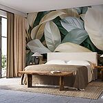 Papier peint Feuilles luxuriantes dans des tons doux