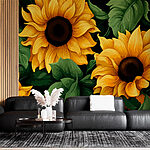 Papier peint Les tournesols fleurissent dans des tons éclatants