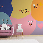 Papier peint Groupe de formes colorées avec des visages
