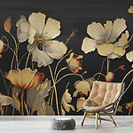 Papier peint Fleurs élégantes sur fond sombre.