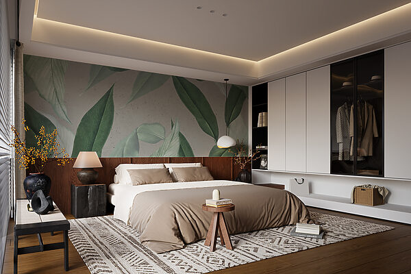 Papier peint Motif de feuilles vertes