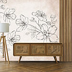 Papier peint Dessin de fleurs sur fond blanc