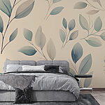 Papier peint Motif de feuilles sur un mur