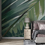 Papier peint Feuilles tropicales en touches artistiques