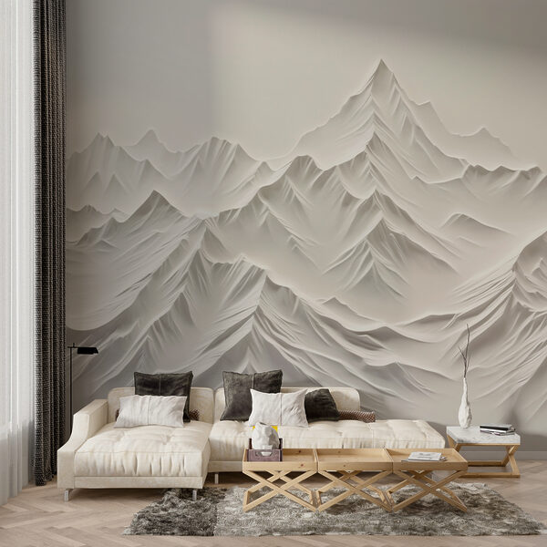 Chaîne de montagnes blanches enneigées Papier peint Chaîne de montagnes blanches enneigées