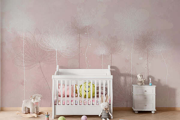 Des fleurs élégantes dansent dans le blush Papier peint Des fleurs élégantes dansent dans le blush