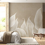 Papier peint Danse élégante de feuilles crémeuses