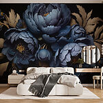 Papier peint Groupe de fleurs bleues
