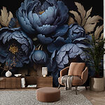 Papier peint Groupe de fleurs bleues