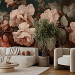Papier peint Peinture de fleurs sur fond sombre