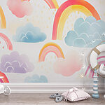 Papier peint Motif d'arc-en-ciel et de nuages