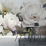 Papier peint Groupe de fleurs blanches