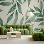 Papier peint Motif de feuilles vertes luxuriantes