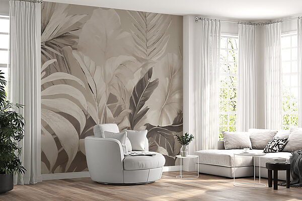 Papier peint Esthétique de la jungle monochrome (UGS : w01757) Papier peint Papier peint Esthétique de la jungle monochrome (UGS : w01757)
