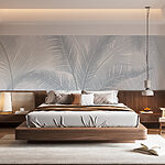 Papier peint Groupe de plumes sur fond blanc