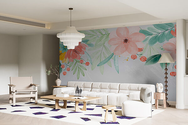 Papier peint Danse des pastels en fleurs sur toile