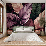 Papier peint Feuilles luxuriantes aux teintes vives