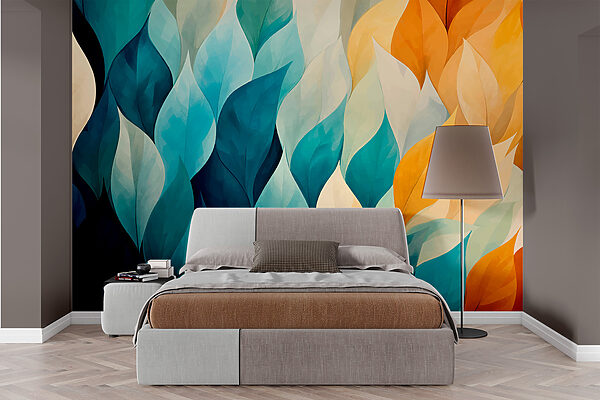 Feuilles colorées en rangée Papier peint Feuilles colorées en rangée
