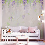 Papier peint Papier peint avec des fleurs violettes
