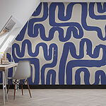 Papier peint Lignes bleues sur fond blanc