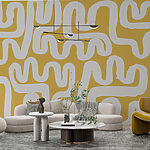 Papier peint Labyrinthe blanc et jaune