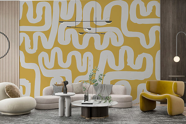Labyrinthe blanc et jaune Papier peint Labyrinthe blanc et jaune