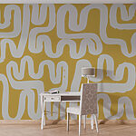 Papier peint Labyrinthe blanc et jaune