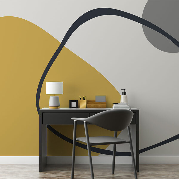 Formes jaunes, grises et noires Papier peint Formes jaunes, grises et noires