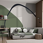 Papier peint Art vert et gris