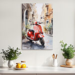 Tableaux Scooter rouge dans une rue