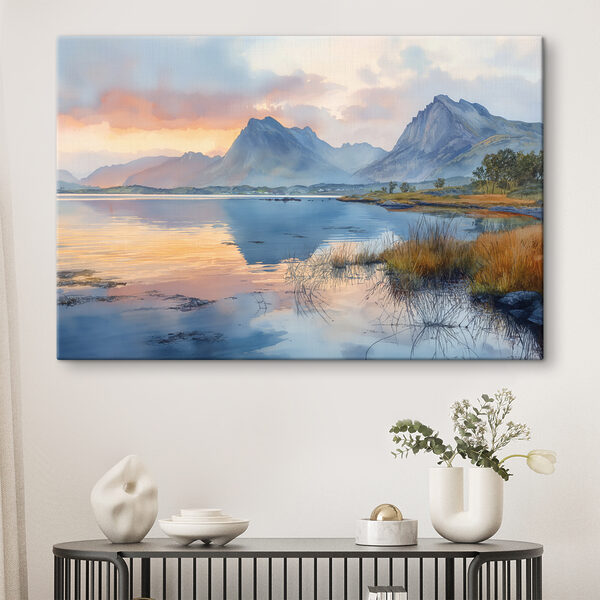 Eau avec des montagnes en arrière-plan Tableaux Eau avec des montagnes en arrière-plan