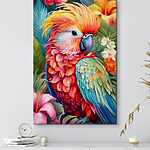 Tableaux Oiseau coloré avec plumes