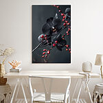 Tableaux Fleur noire avec baies rouges