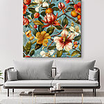 Tableaux Motif floral avec des oranges et des fleurs